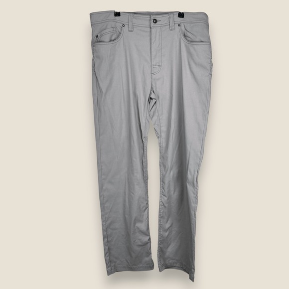 Prana Stretch Zion 5 Pocket Slim Fit Pants Gray Performance Straight Men 36x32 - Picture 1 of 10